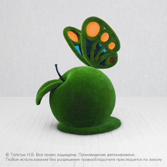 Бабочка на яблоке